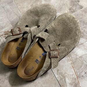Birkenstock Olive Suede Clogs